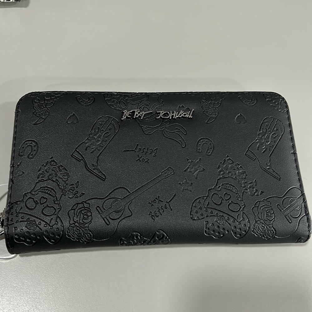 Betsey Johnson, Black Western Boots and Skull in Cowboy Hat Wallet